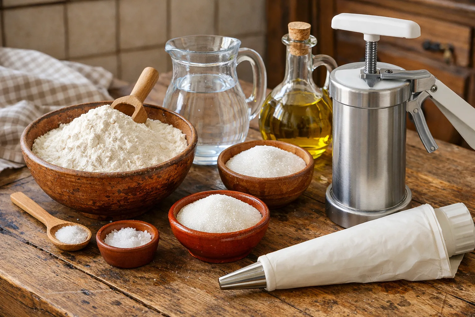 Ingredients for traditional Spanish porras