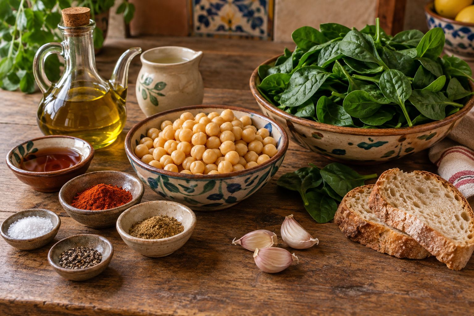 Espinacas con garbanzos recipe